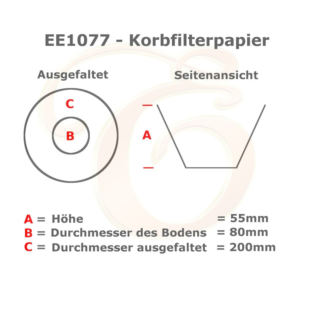 Korbfilterpapier Gr. 80/200, Maße