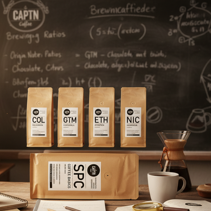 Probierpaket Filterkaffee "Mild vs. Kräftig" 4x 250g + Baristakurs - Specialty Coffee Basics (Online)