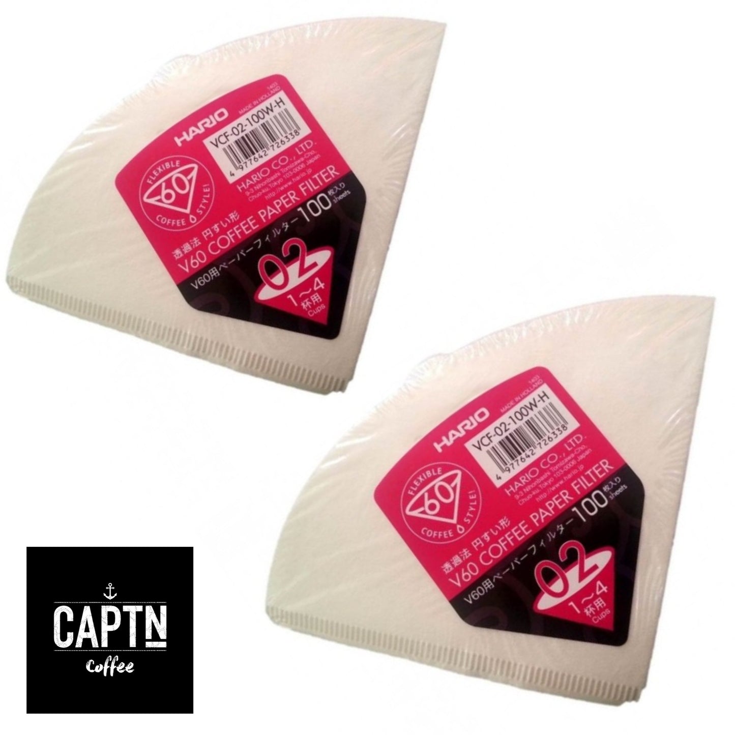 Hario V60 Gr. 02 Filterpapier 2er-Pack aus Holland