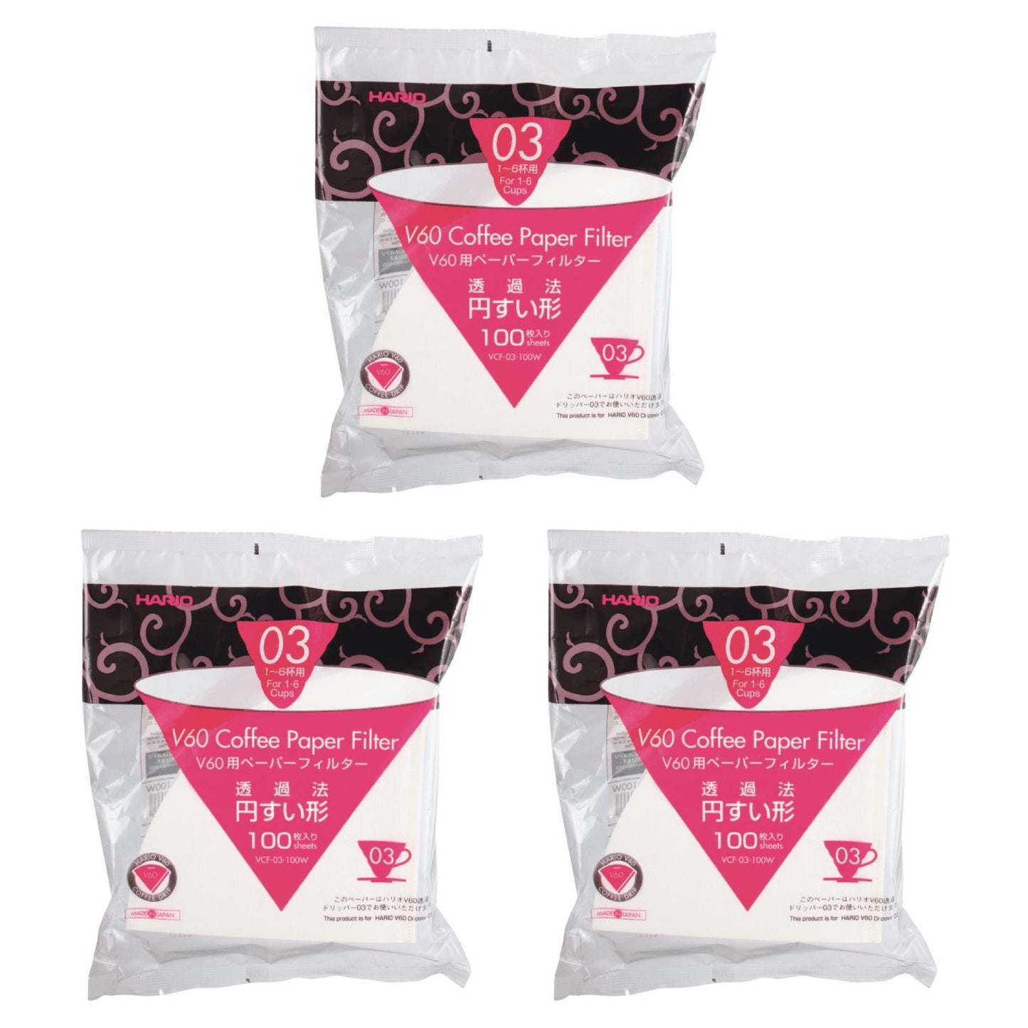 Hario V60 Größe 03 Filterpapier im 3er-Pack