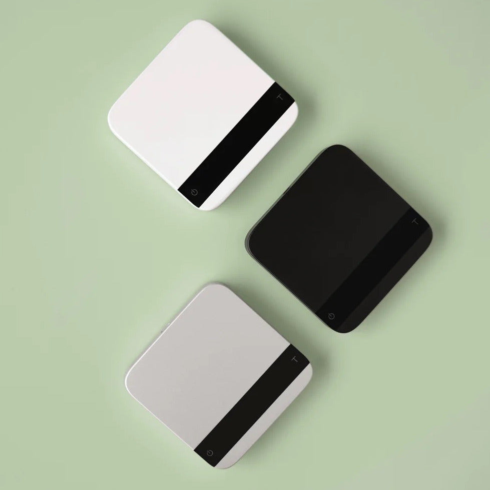 Acaia Lunar 2021 Digitale Waage schwarz, weiß und silber