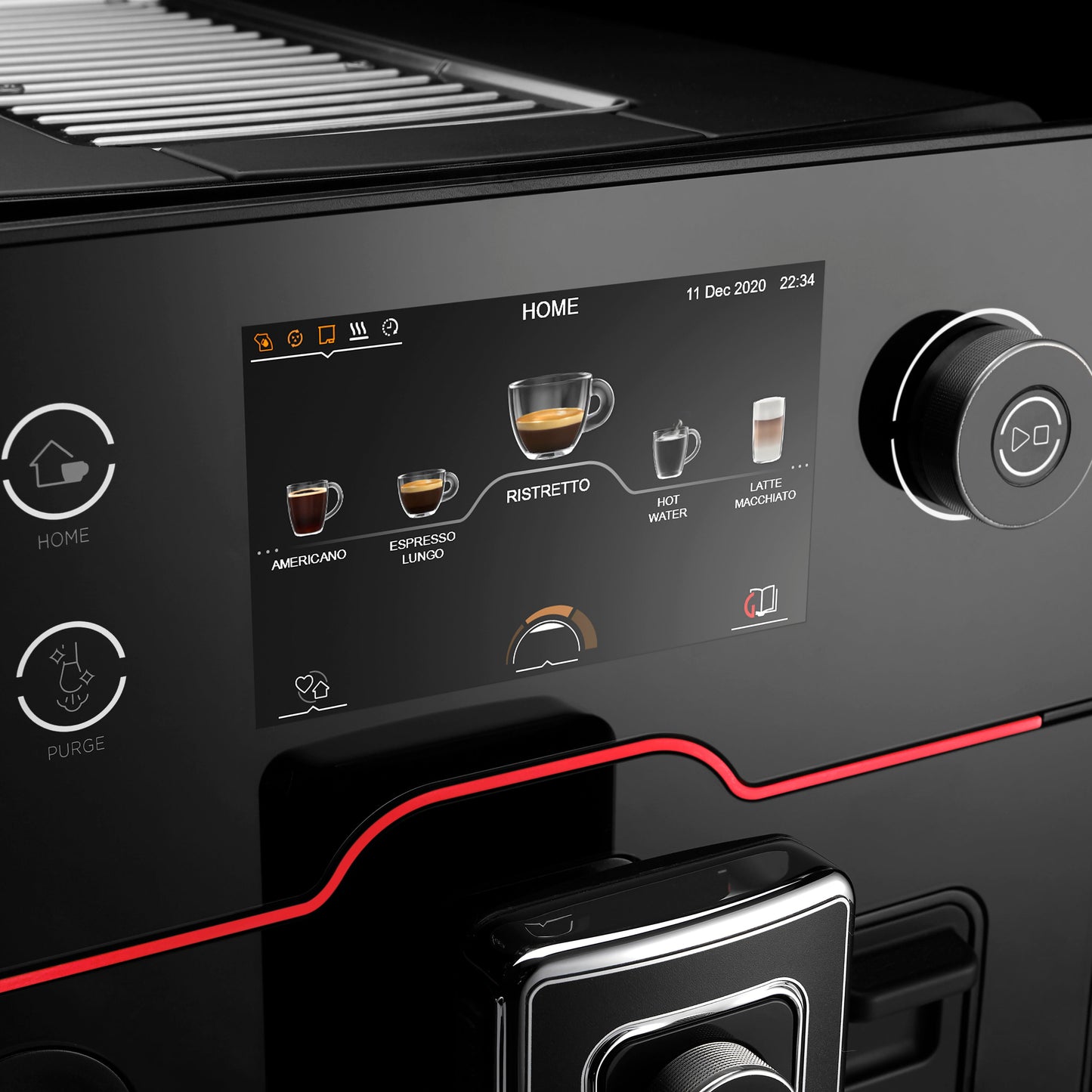 Gaggia Accademia Kaffeevollautomat Black Glass, Einstellung Display