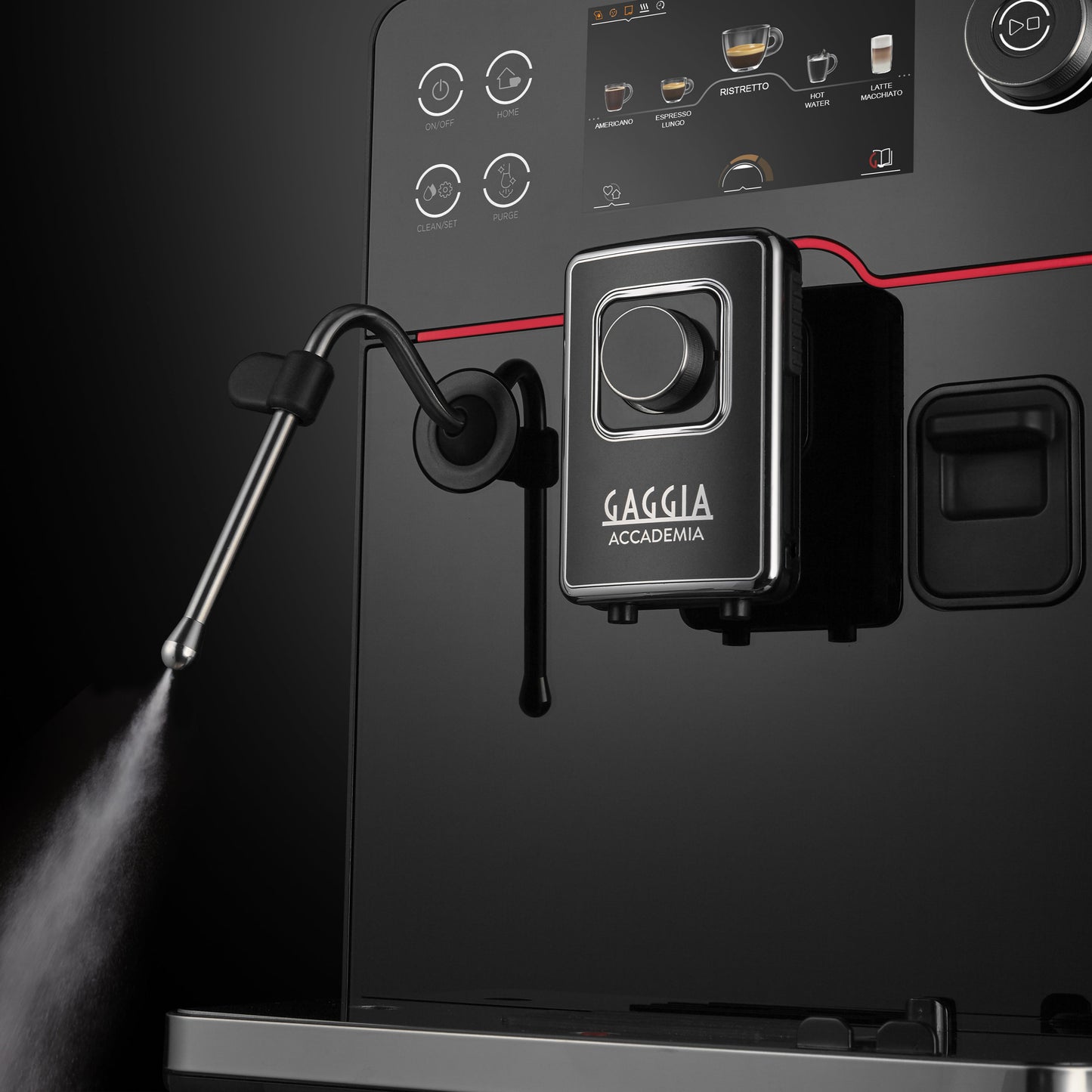 Gaggia Accademia Kaffeevollautomat Black Glass, mit Dampflanze