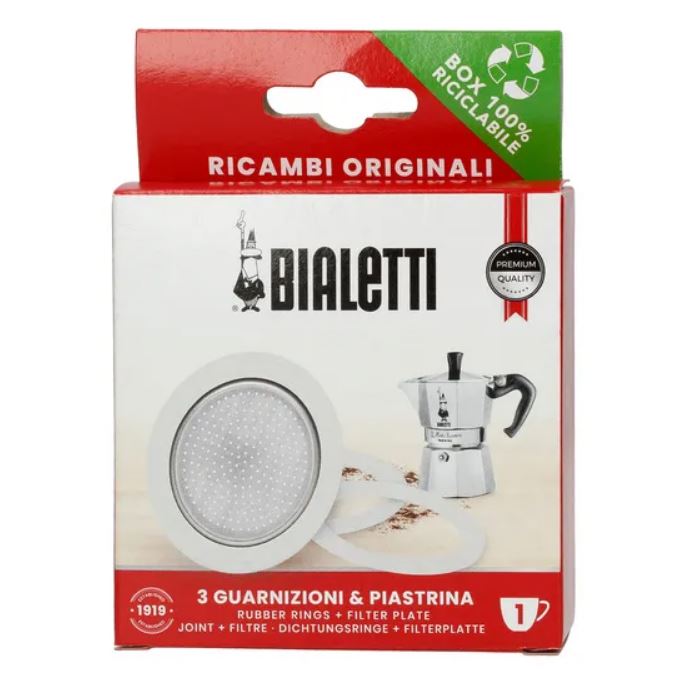 Bialetti Dichtung & Filtersieb Set – Original Ersatzteile für Aluminium Espressokocher