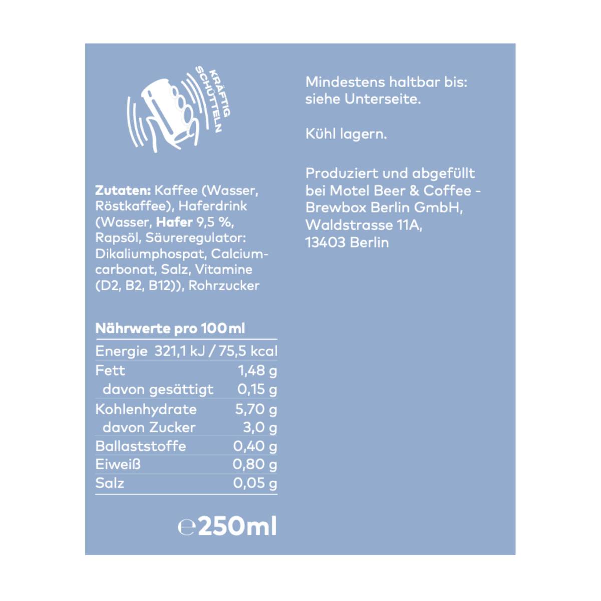 Coffee Circle Nitro Cold Brew Latte 250 ml, Etikett