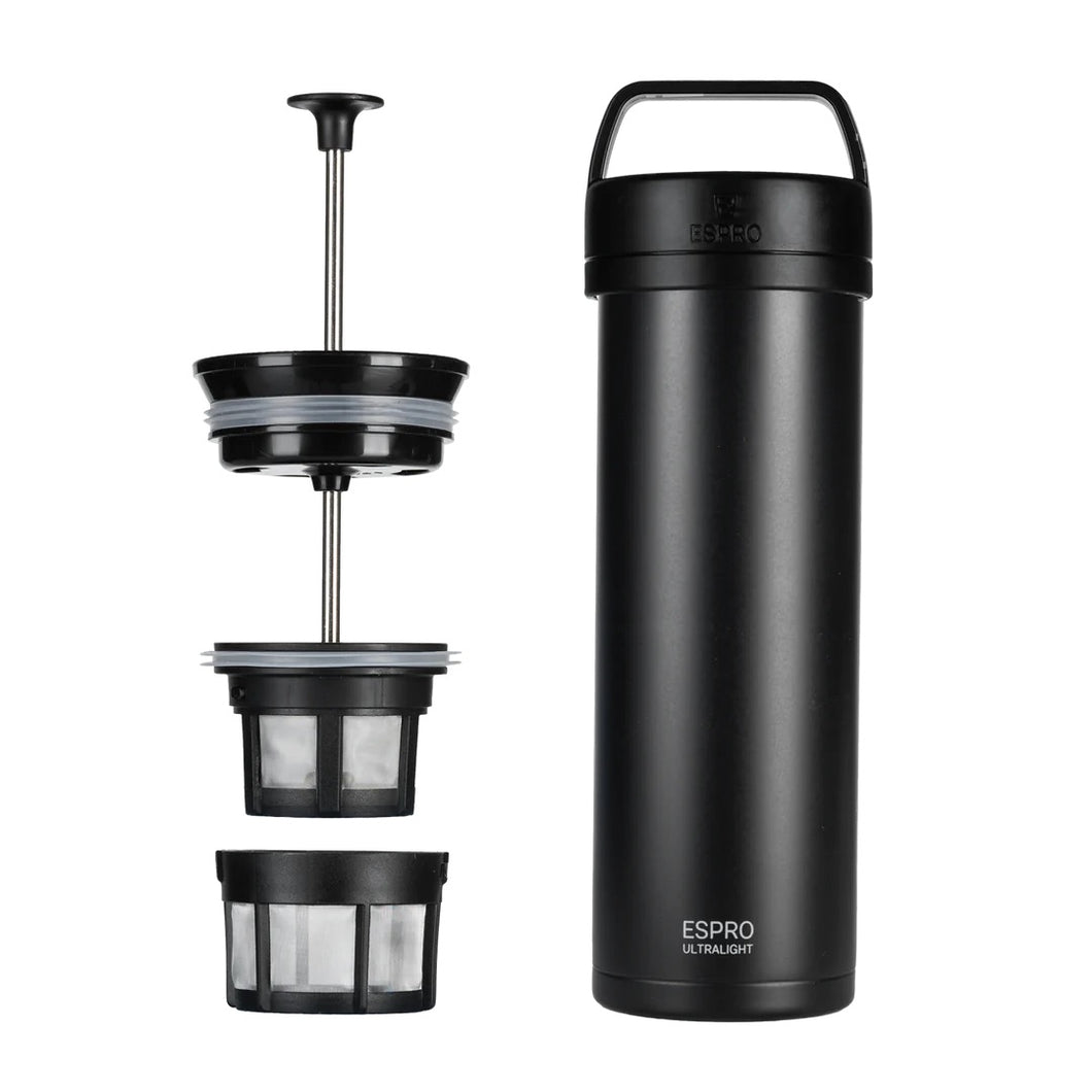 Espro P0 Ultralight Travel Coffee Press French Press für unterwegs, Black