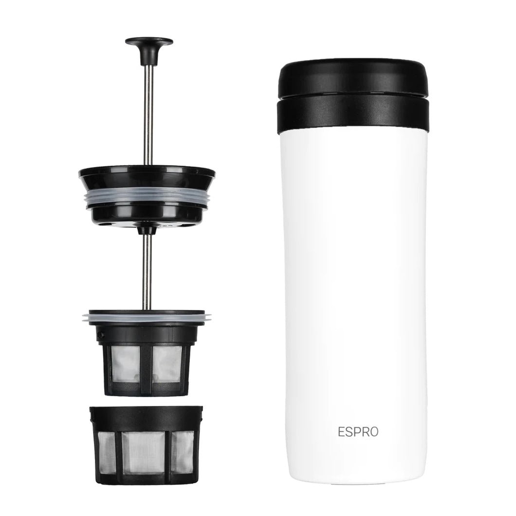 Espro P1 Travel Coffee Press, French Press für unterwegs Chalk White