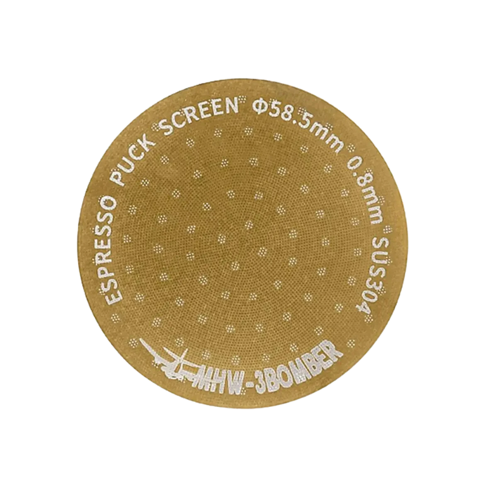 MHW-3BOMBER Espresso Puck Screen 58,5 mm Gold-Titan Frontansicht