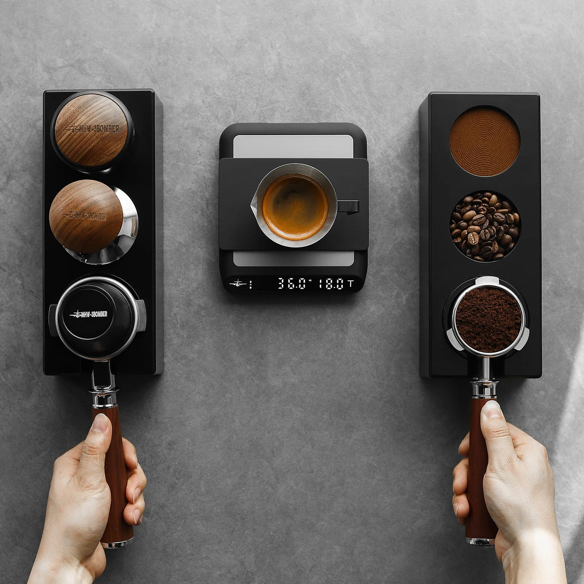 MHW-3BOMBER Tampermatte Holz - Kaffee Station Für 51/54/58mm Tamper