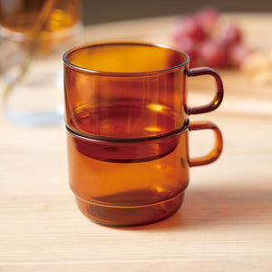 Hario Colors Stack Mug Cup Tasse 300 ml Amber, zwei Tassen gestapelt