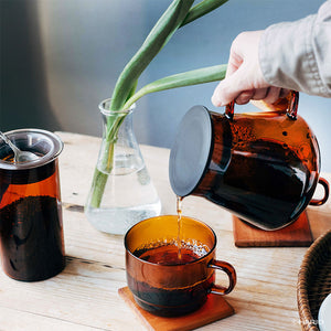 Hario Colors Stack Mug Cup Tasse 300 ml Amber mit Hario Tea & Coffee Server