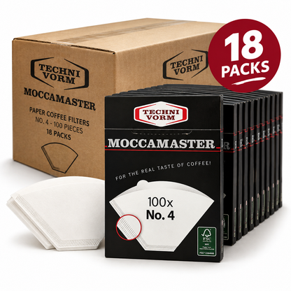 18 Packungen Moccamaster Kaffeefilter Nr. 4 mit insgesamt 1.800 Papierfiltern