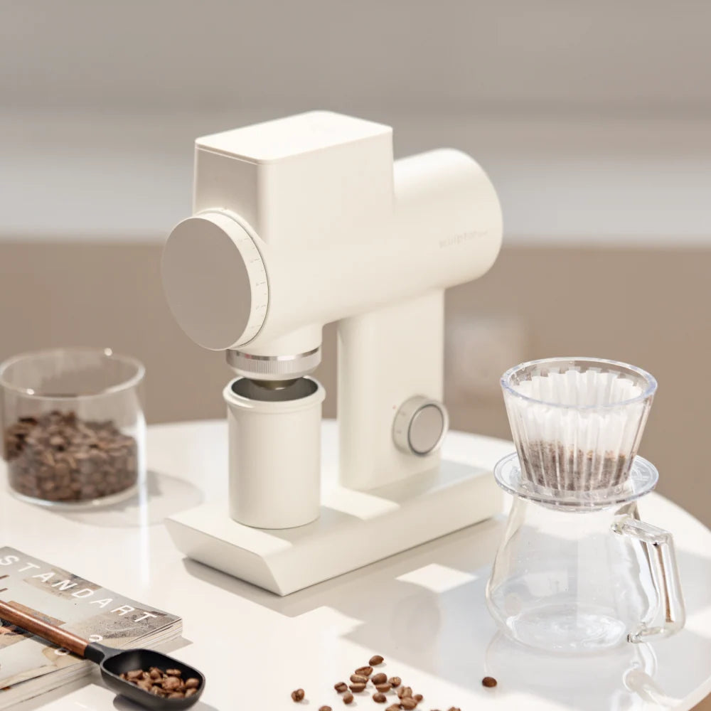 Timemore Sculptor 064S Gen 2 in Weiß mit frontseitigem Drehzahlregler