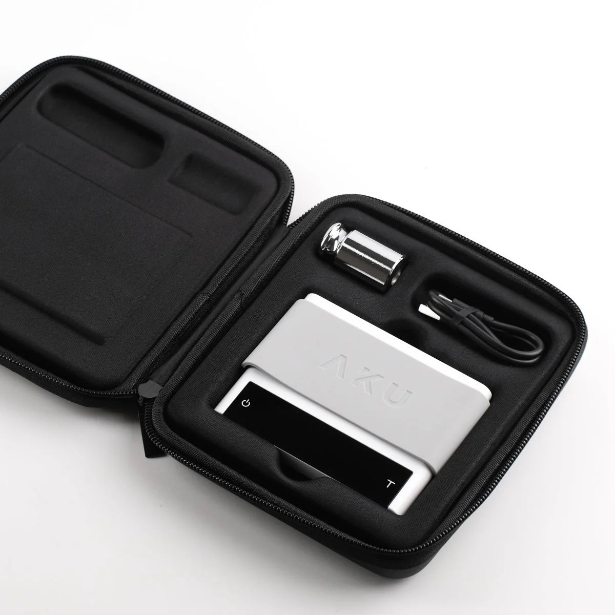 Varia Aku Mini Scale Digitale Waage mit USB-C, White mit Lieferumfang Travel Case, USB-C Kabel und Kalirbiergewicht