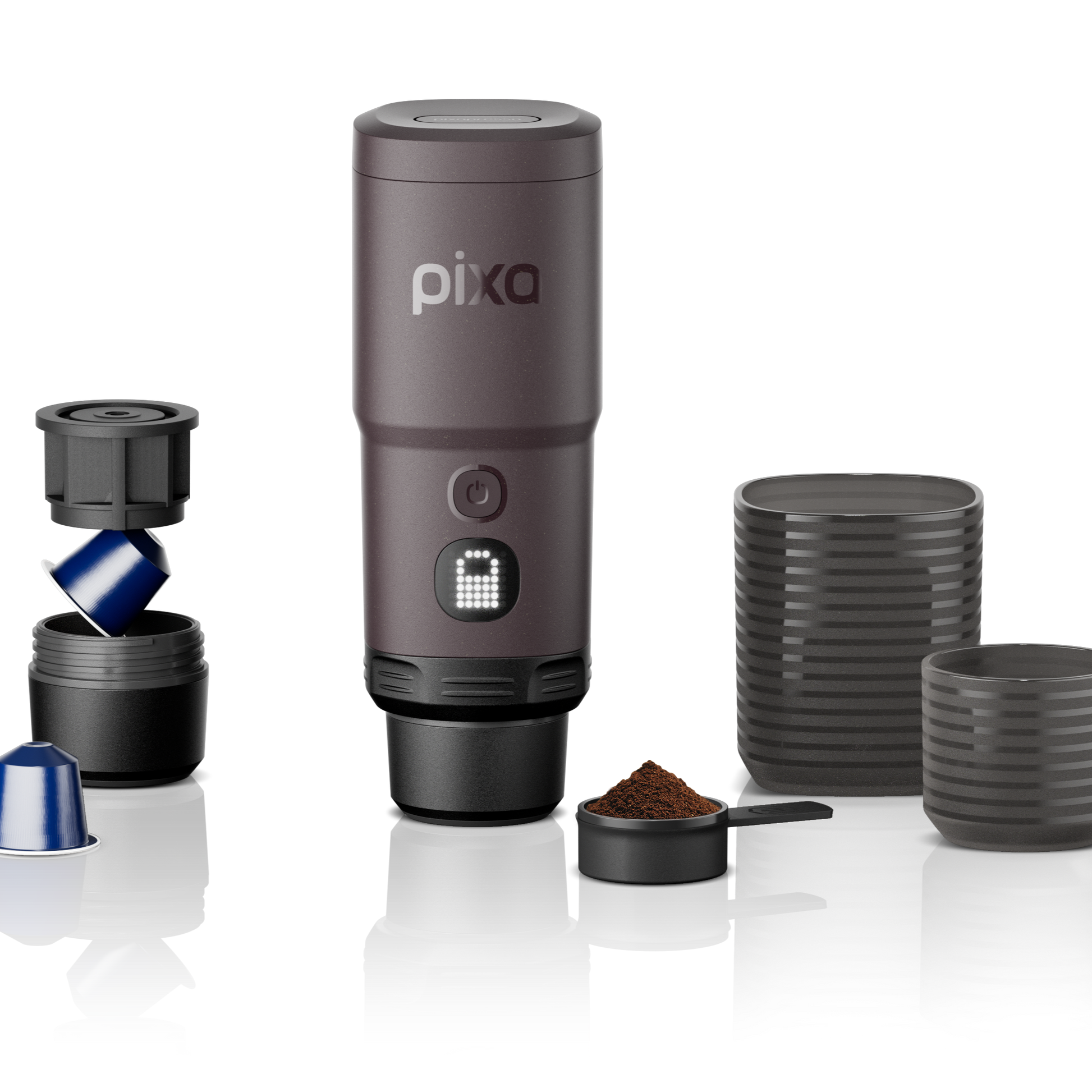 Wacaco Pixapresso tragbare elektrische Espressomaschine für unterwegs Dark Burgundy