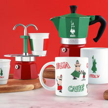 Bialetti Moka Express Italia Tricolore Espressokocher mit italienischen Kaffeetassen