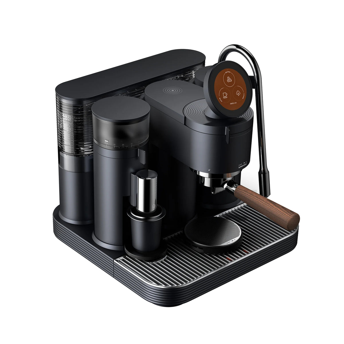Meraki Gen 2 Espressomaschine in Schwarz aus schräger Perspektive