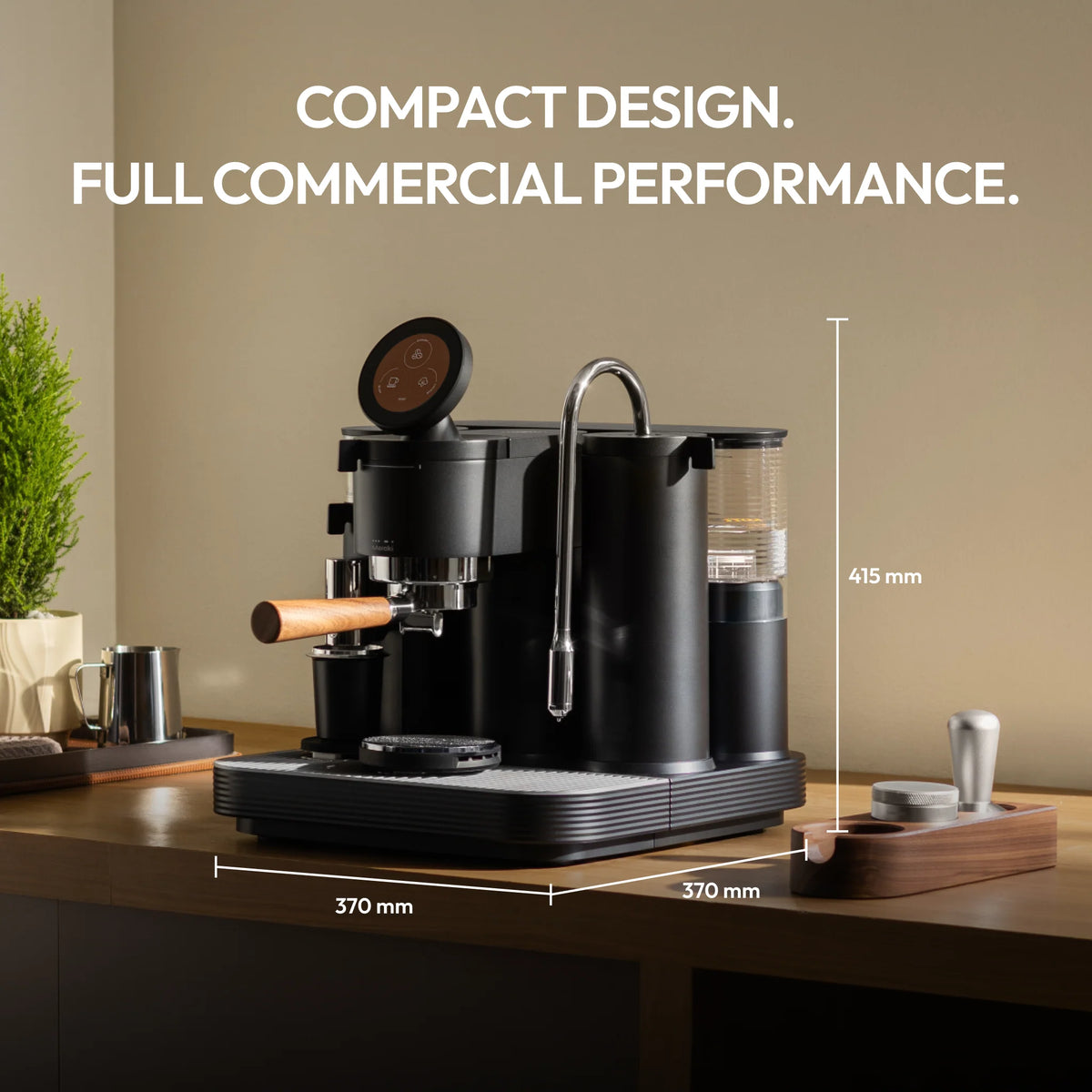 Meraki Gen 2 Espressomaschine mit Abmessungen 370 × 370 × 415 mm