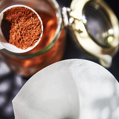 Hario Papierfilter mit Kaffeemehl