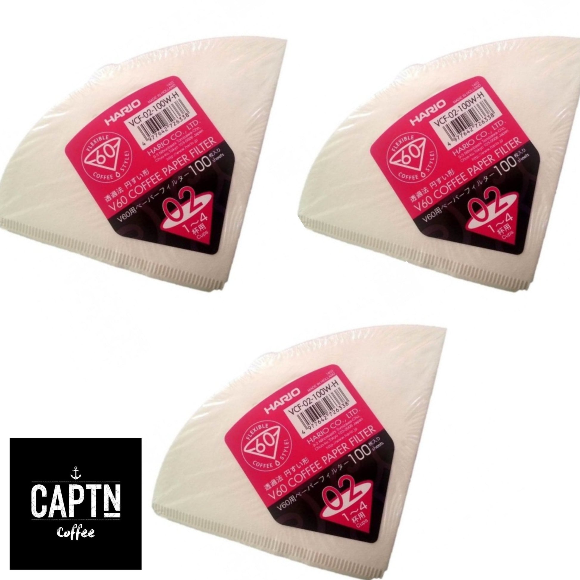 Hario V60 Gr. 02 Filterpapier 3er-Pack aus Holland