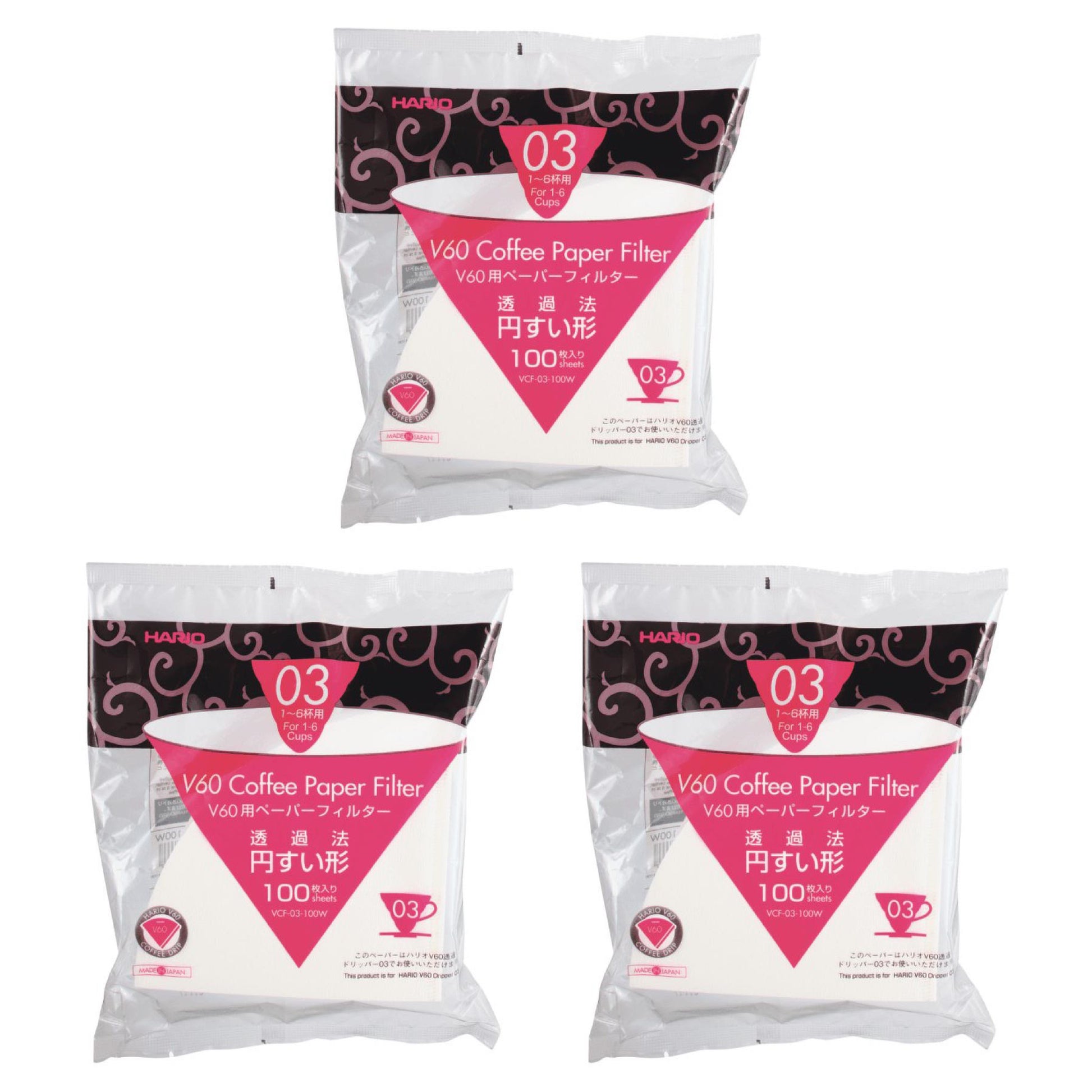 Hario V60 Größe 03 Filterpapier im 3er-Pack