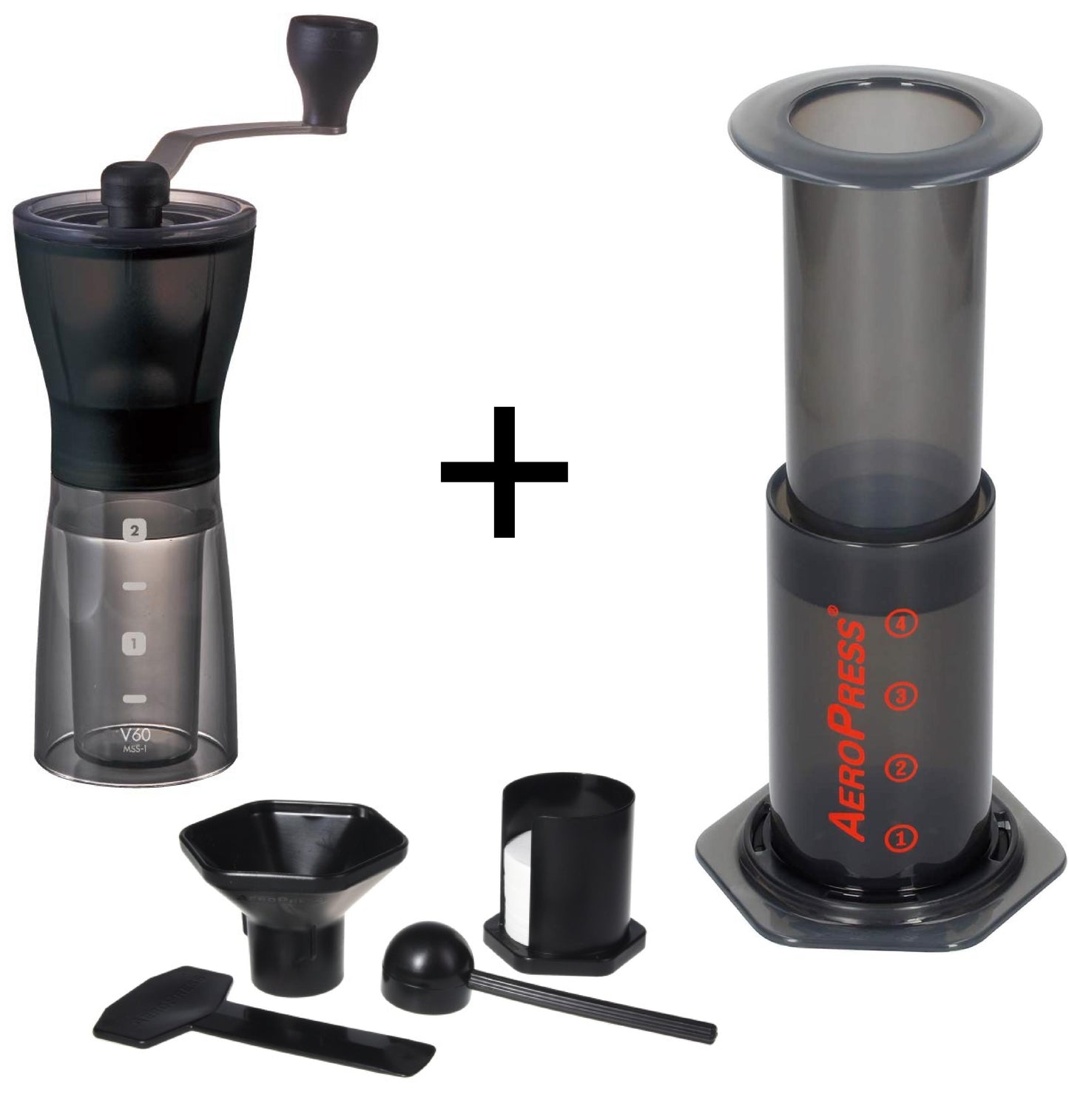 Barista Set mit Aeropress und Kaffeemühle
