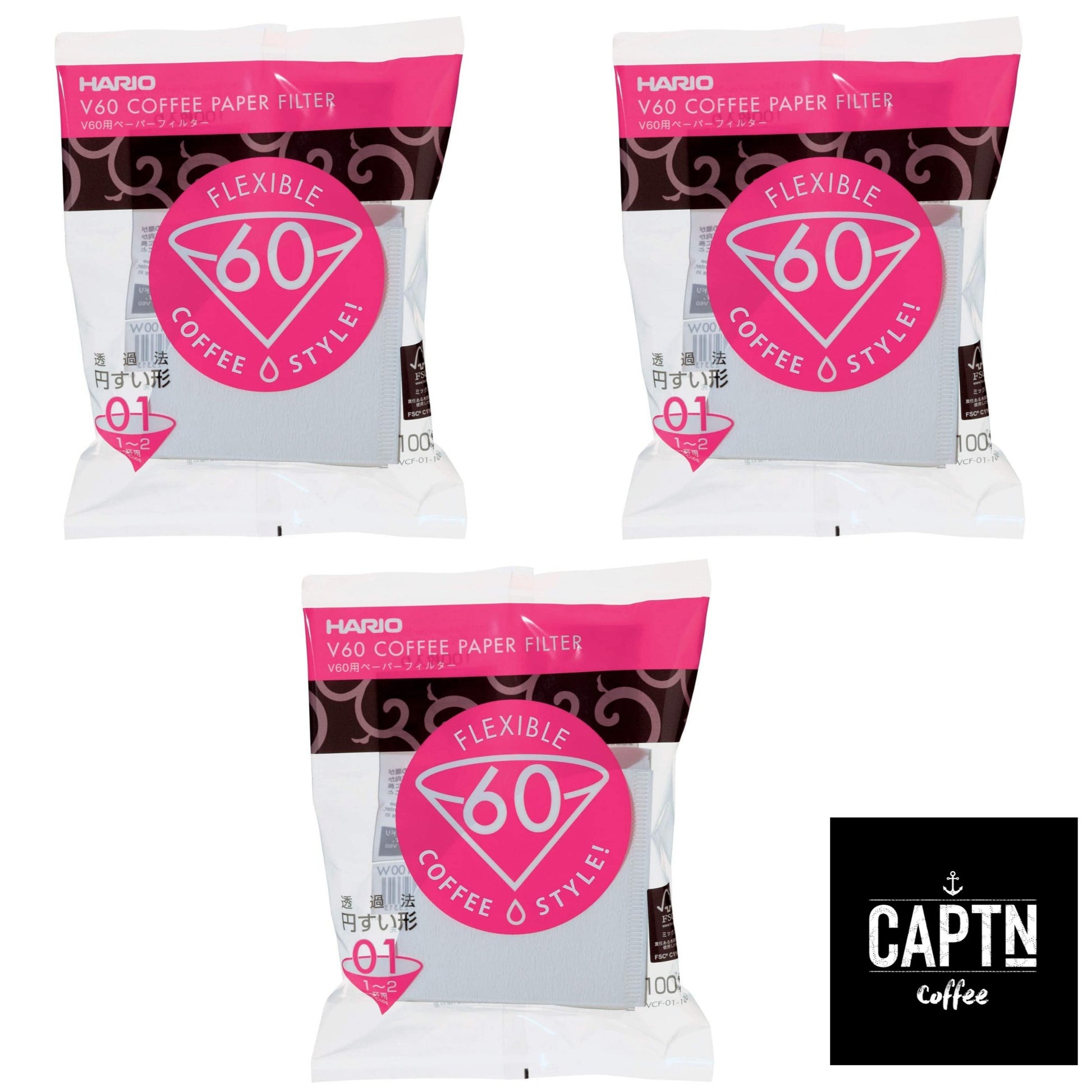 Hario V60 Größe 01 Filterpapier 3er-Pack aus Japan