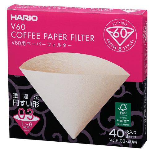 Hario Filterpapier V60 Gr. 03, 40 Stück / Misarashi Box (Japan) - VCF-03-40M