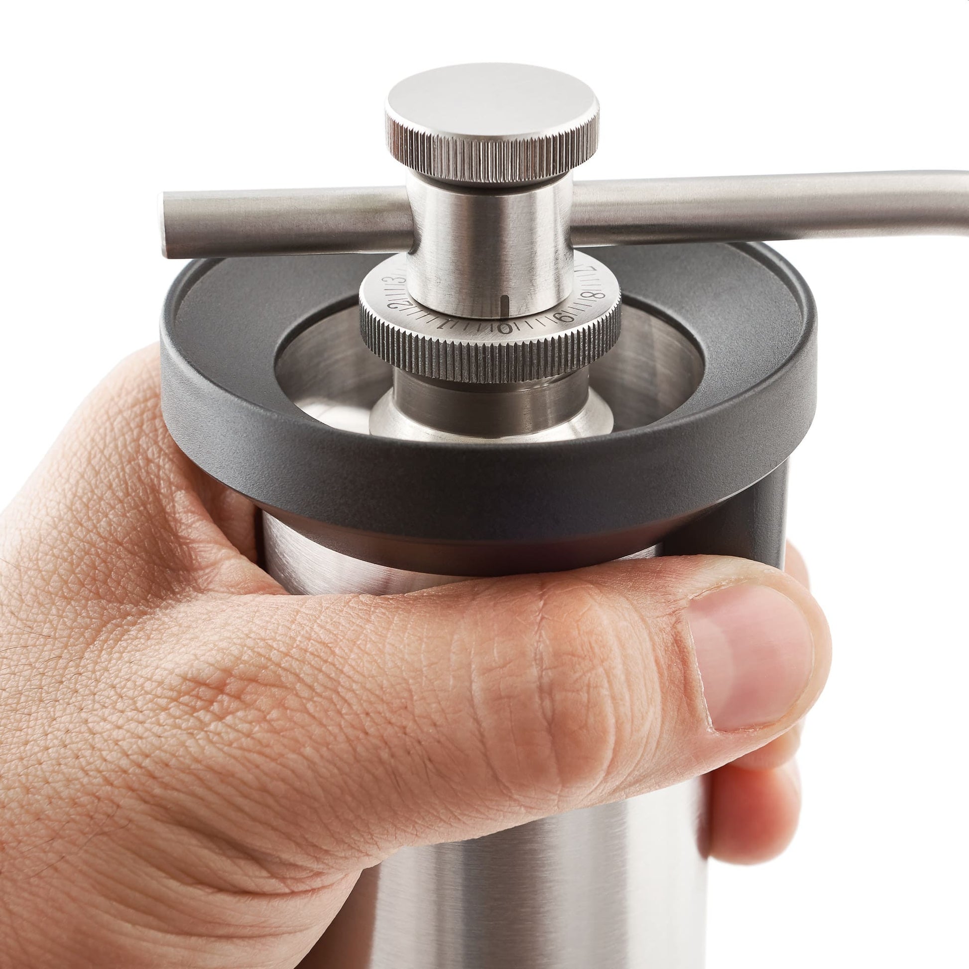 Kinu M47 Simplicity Kaffeemühle mit Daumenstopper