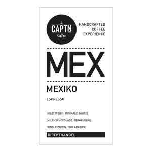 MEXIKO Espresso Etikett mit Informationen