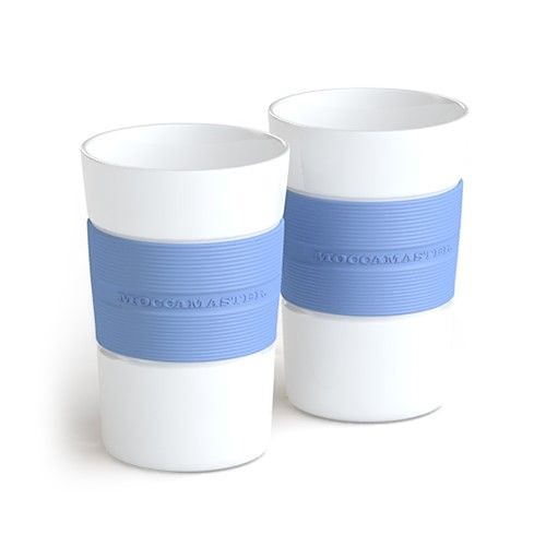 Moccamaster Kaffeebecher Porzellan mit Silikonrand pastel blue 2 Stück