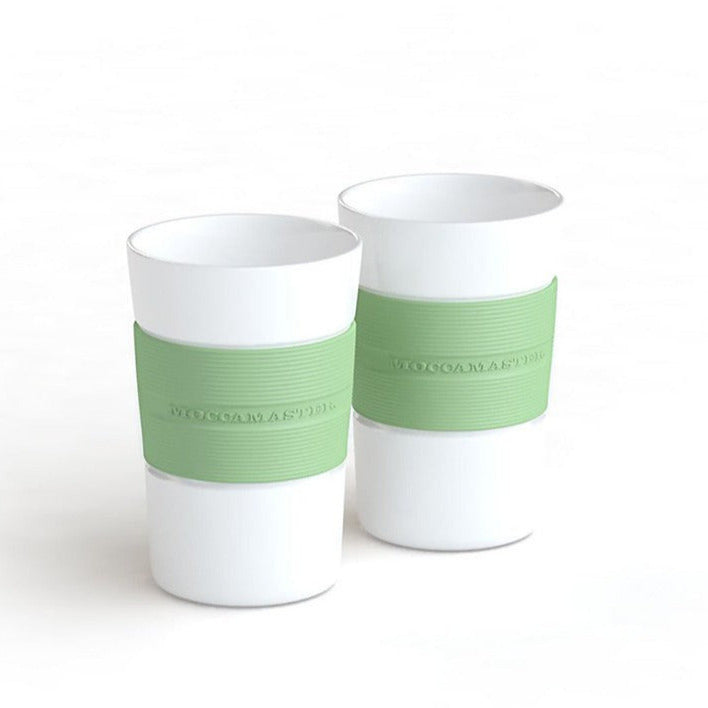 Moccamaster Kaffeebecher Porzellan mit Silikonrand pastel green 2 Stück