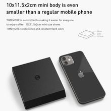 Load image into Gallery viewer, Timemore Black Mirror Nano Waage mit iPhone daneben, Waage ist kleiner als ein herkömmliches Handy