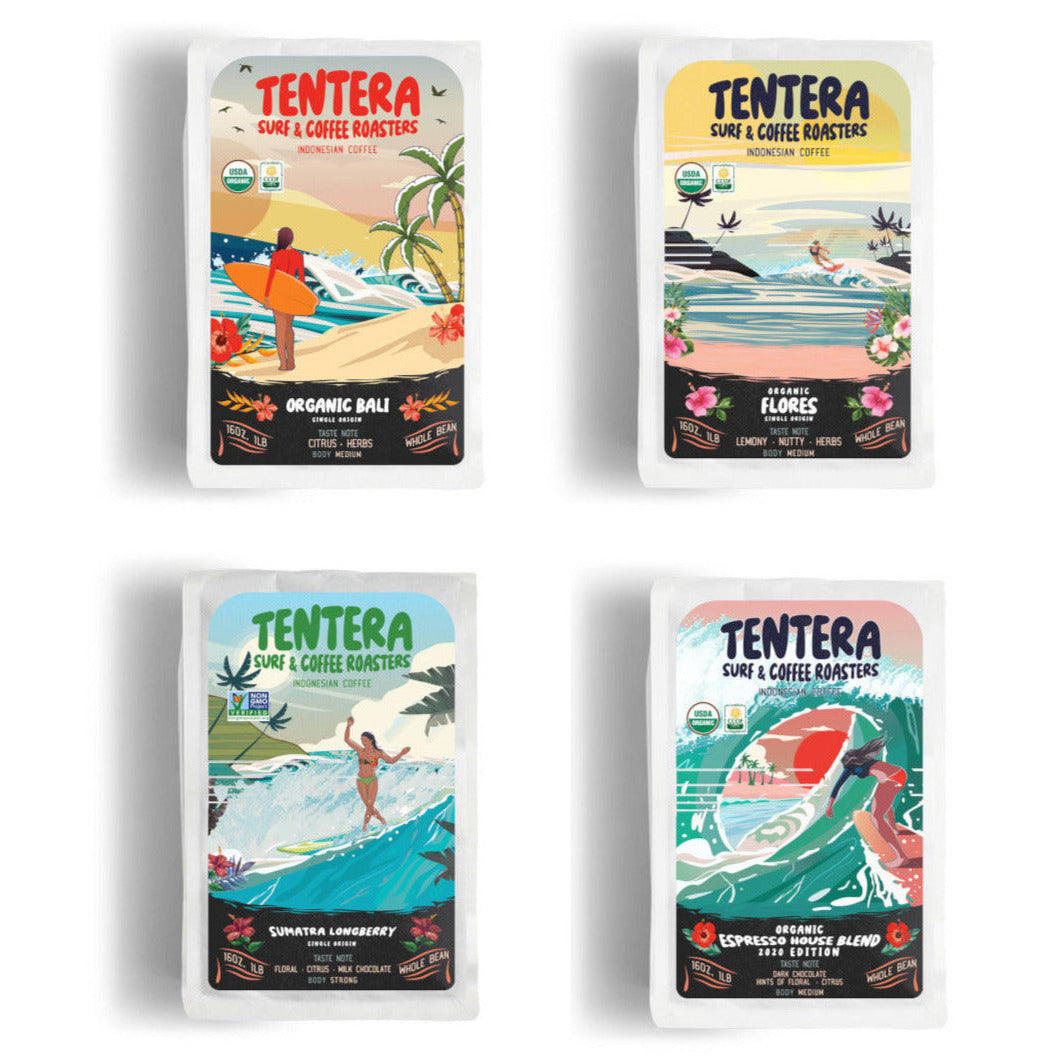 Tentera Bio Kaffee und Espresso Probierpaket, 4x 450g