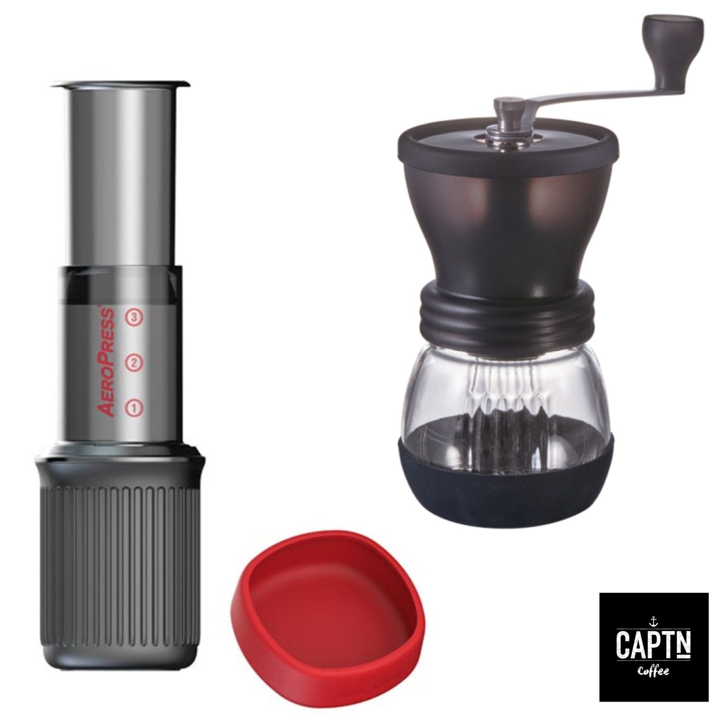 Aeropress und Kaffeemühle Set